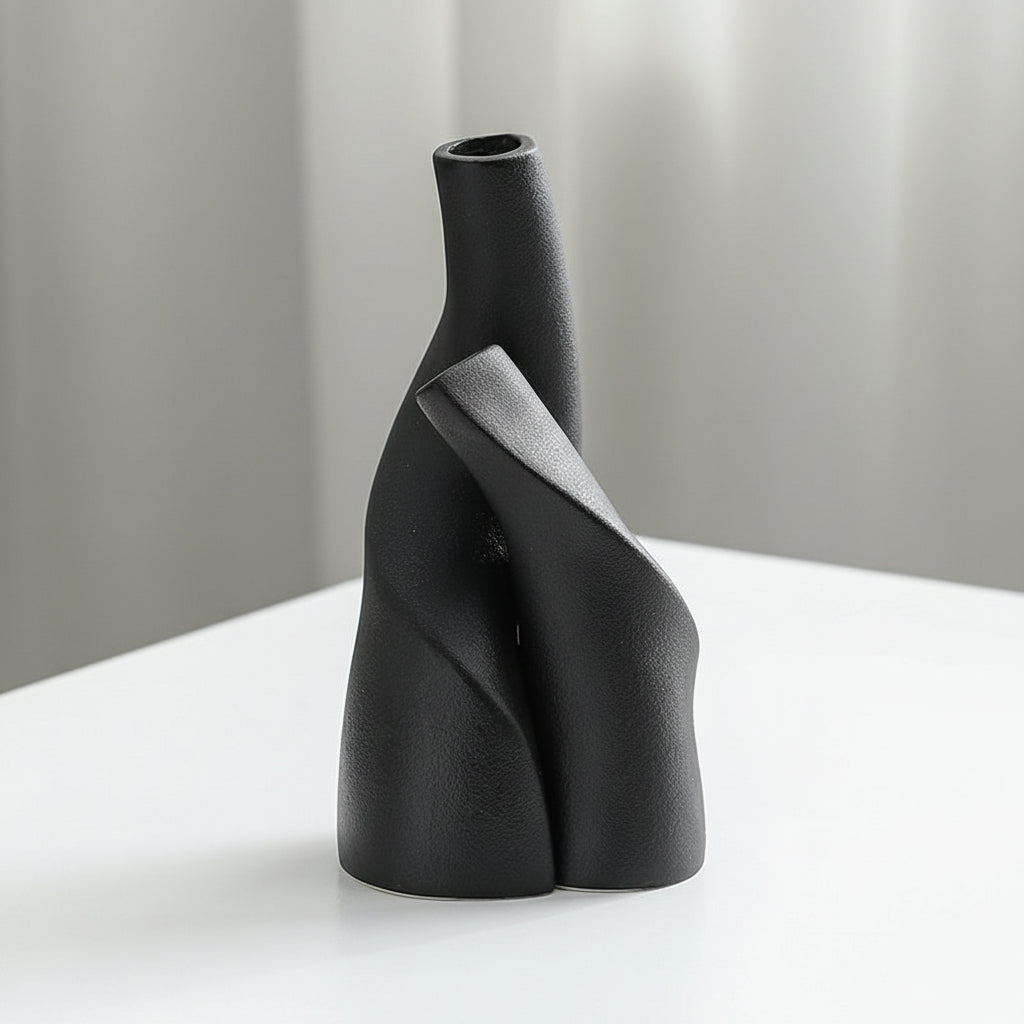 Dual Bud Vase | Japandi Interlocking Ceramic Set, vases & vessels, close-up detail, crafted in a warm Japandi minimalist