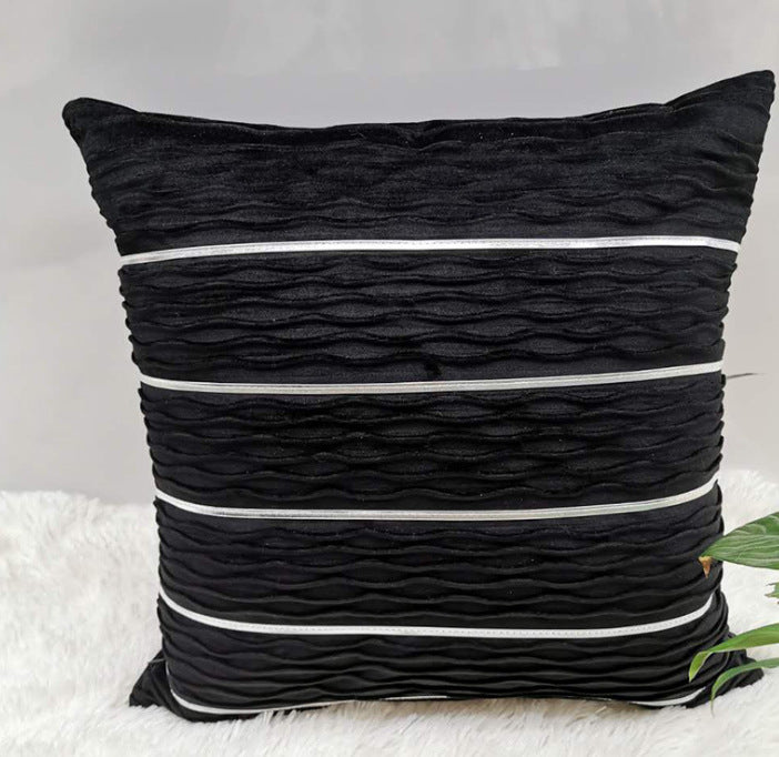 Ribbed Stripe Velvet Plush Cushion Cover | Soft & Luxe Japandi, cushions & inserts, detail view, embracing wabi-sabi natural