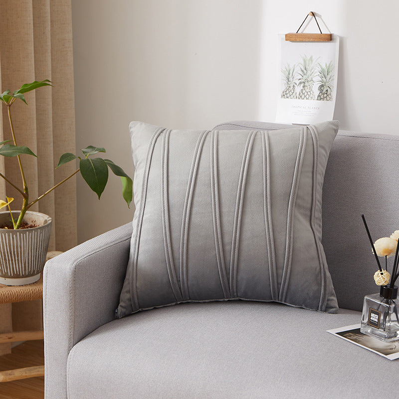 Pleated Velvet Cushion Cover | Vertical Stripe Texture | 2 Colours, cushions & inserts, front view, with calming Nordic