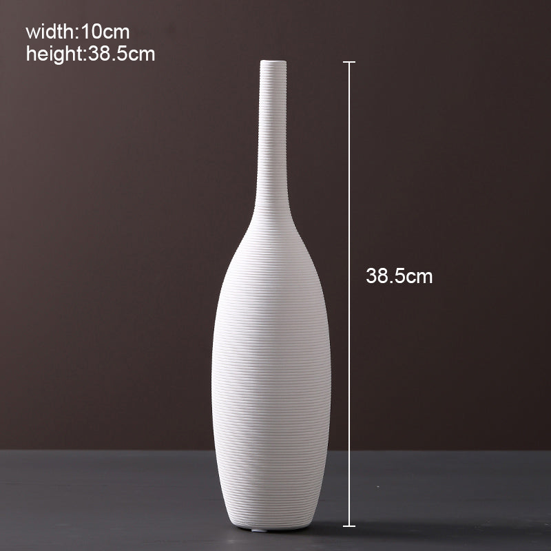 Ribbed Ceramic Vase | Japandi Sculptural Matte White Vessel, vases & vessels, detail view, embracing wabi-sabi natural