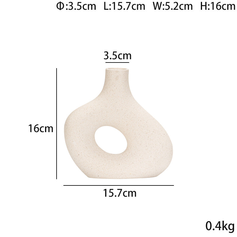 Hollow Ring Bottle Vase | Japandi Donut Ceramic, vases & vessels, alternate angle, for a serene modern home