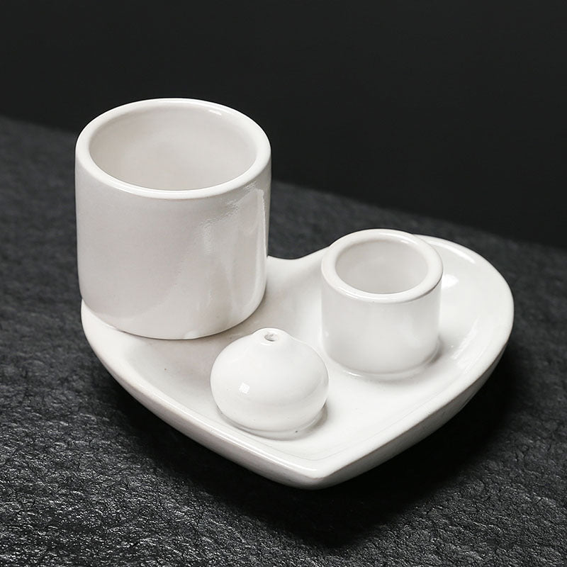 Ceramic Ritual Tray Set | Japandi Home Fragrance, incense burners, in a styled setting, in soft neutral organic tones