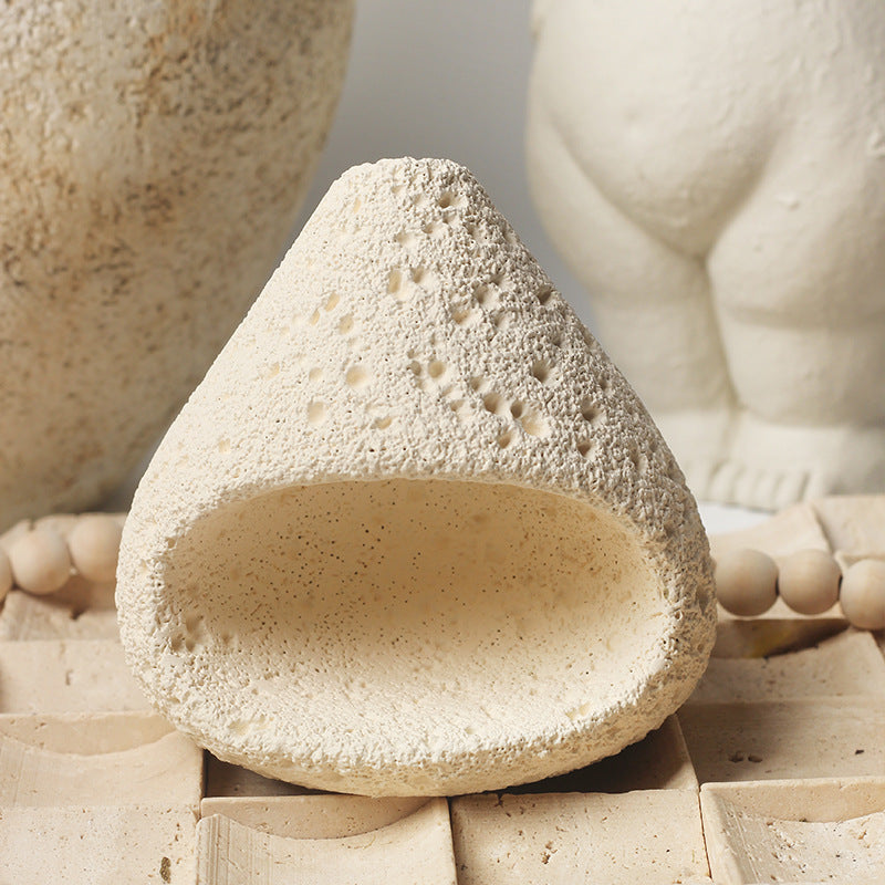 Pumice Cone Incense Burner | Japandi Ritual Home Fragrance, incense burners, detail view, embracing wabi-sabi natural
