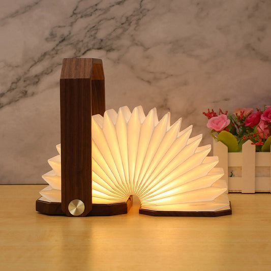 Foldable Wooden Lantern Lamp – Portable Rechargeable Accordion Light, night lights, crafted in a warm Japandi minimalist
