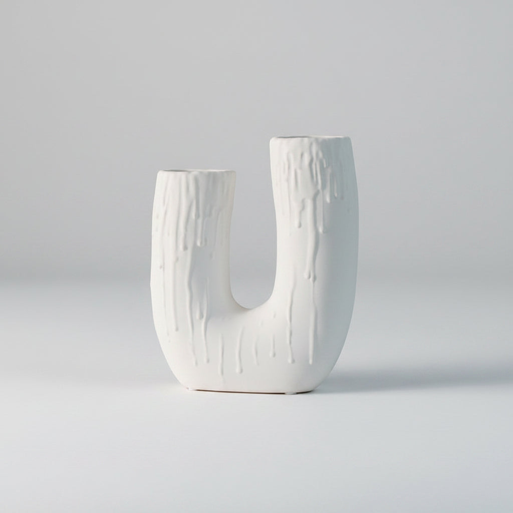 U-Arch Ceramic Candle Holder & Vase | Japandi Sculptural Taper Holder, candle holders, alternate angle, for a serene modern