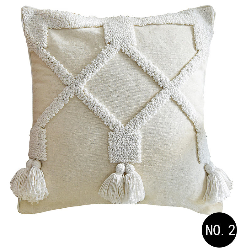 Moroccan Tufted Cushion Cover | Boho-Japandi Home Décor, cushions & inserts, detail view, embracing wabi-sabi natural