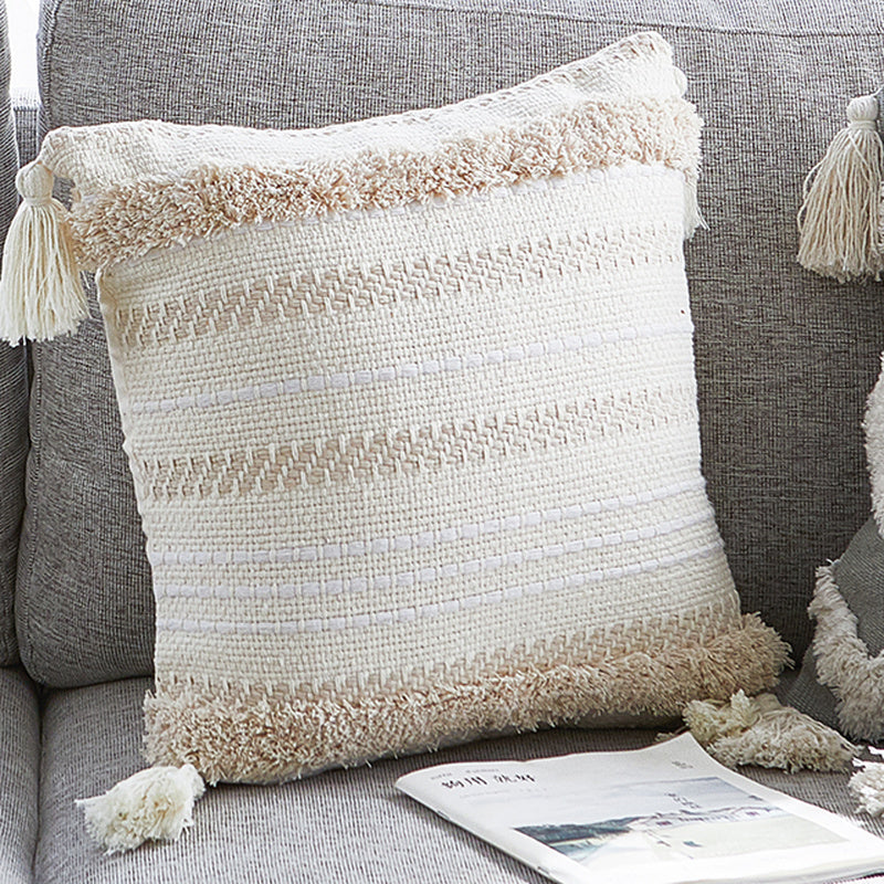 Moroccan Tufted Tassel Cushion | Boho Nordic Style, cushions & inserts, alternate angle, for a serene modern home