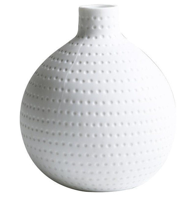 Dotted Round Bud Vase | Japandi Matte White Porcelain, vases & vessels, detail view, embracing wabi-sabi natural imperfection