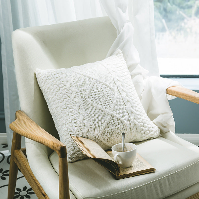Cable Knit Cushion Cover | Cosy Textured Knit | Nordic Style, cushions & inserts, alternate angle, for a serene modern home
