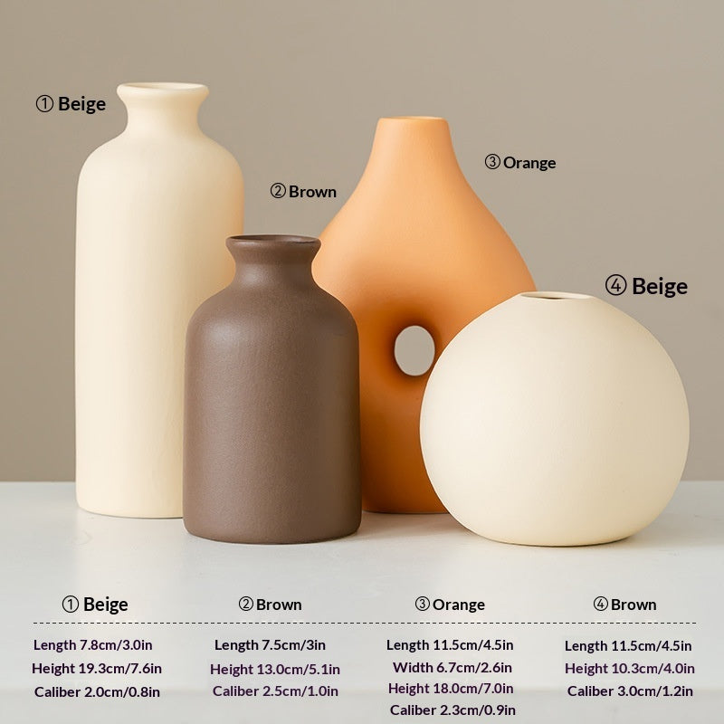 Earthy Matte Ceramic Vase Collection | Japandi Nordic Forms, vases & vessels, detail view, embracing wabi-sabi natural