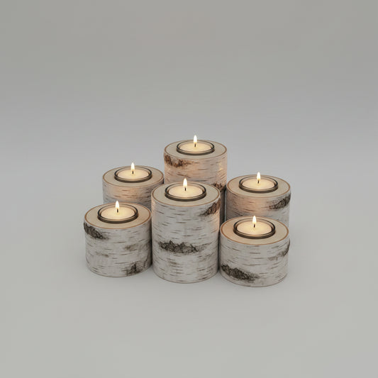 Birch Bark Tea Light Holder | Japandi Natural Wood Log Candle Holder, candle holders, crafted in a warm Japandi minimalist