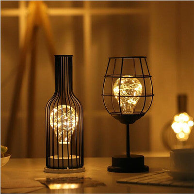Retro Iron Hollow Table Lamp – Vintage Sculptural Accent Light, night lights, alternate angle, for a serene modern home