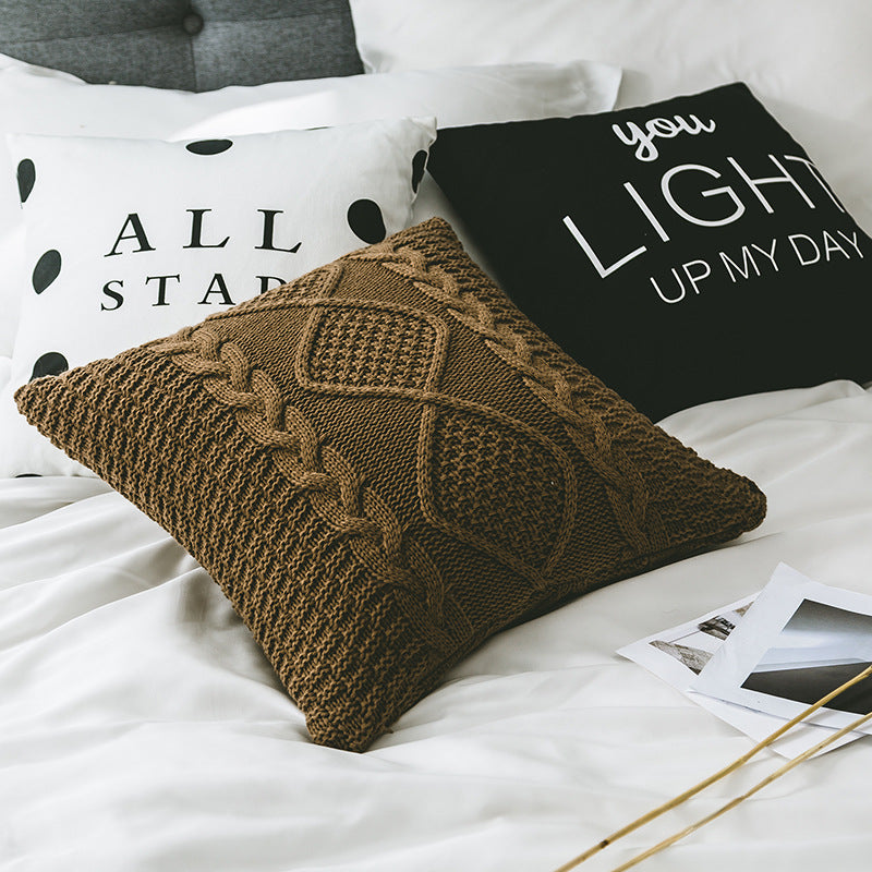 Cable Knit Cushion Cover | Cosy Textured Knit | Nordic Style, cushions & inserts, in a styled setting, in soft neutral