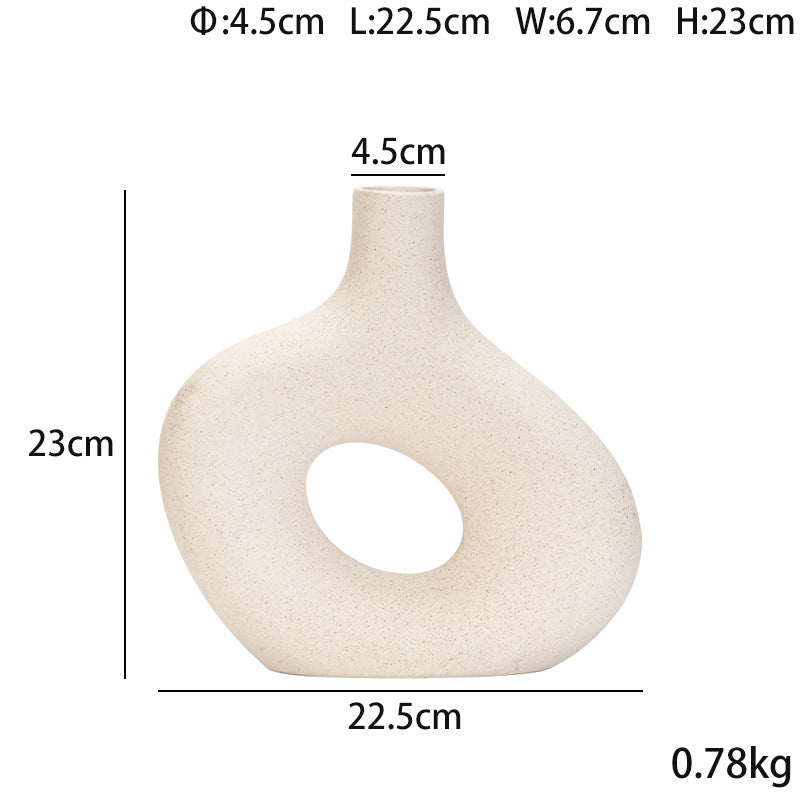 Hollow Ring Bottle Vase | Japandi Donut Ceramic, vases & vessels, in a styled setting, in soft neutral organic tones