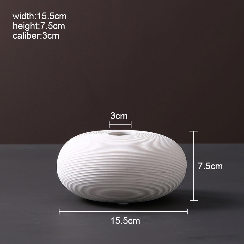 Ribbed Ceramic Vase | Japandi Sculptural Matte White Vessel, vases & vessels, in a styled setting, in soft neutral organic