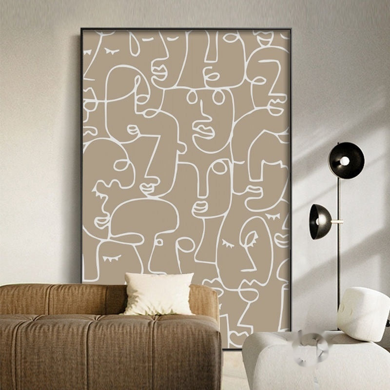 Abstract Japandi Canvas Print – Minimalist Wall Art in Warm Neutrals, in a styled setting, in soft neutral organic tones