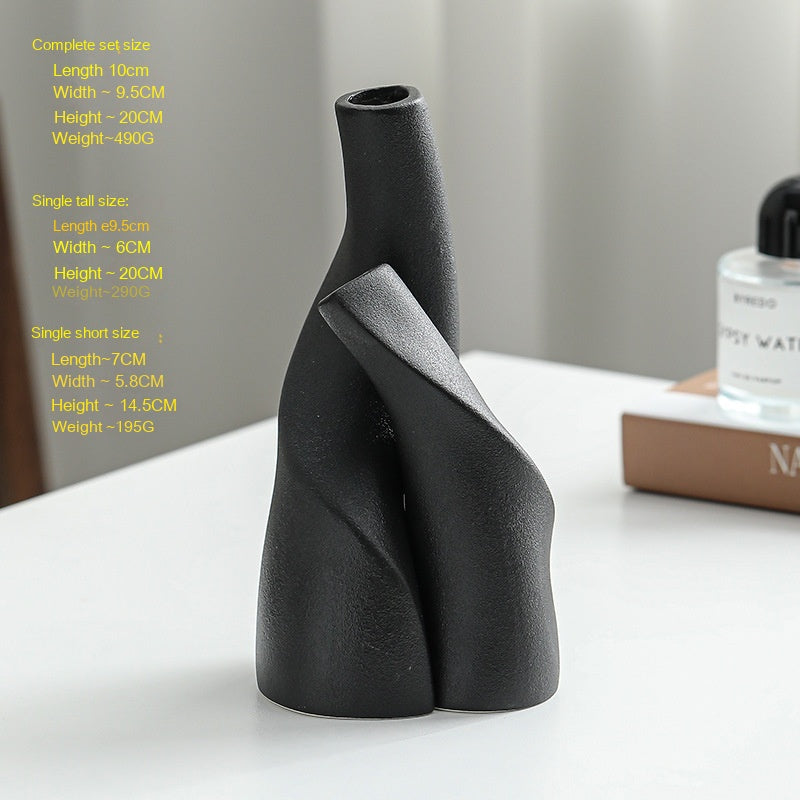 Dual Bud Vase | Japandi Interlocking Ceramic Set, vases & vessels, close-up detail, crafted in a warm Japandi minimalist
