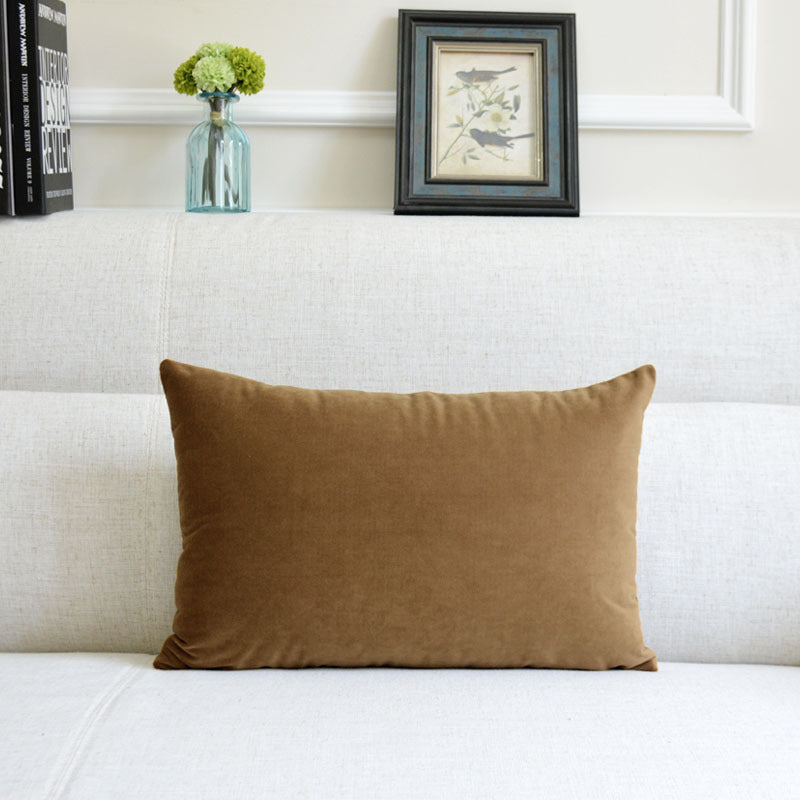 Velvet Lumbar & Throw Cushion | Japandi Sofa Accent, cushions & inserts, in a styled setting, in soft neutral organic tones