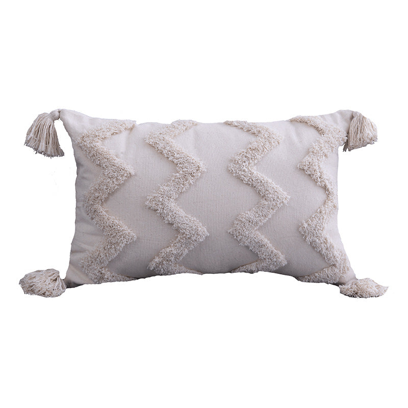 Tufted Moroccan Tassel Cushion Cover | Boho Cotton Style, cushions & inserts, close-up detail, crafted in a warm Japandi