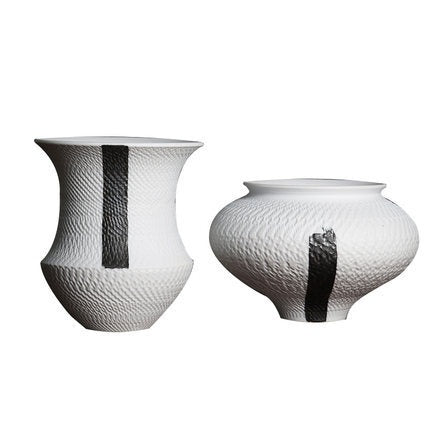 Sculptural Ceramic Vase Collection | Japandi Woven Texture, vases & vessels, in a styled setting, in soft neutral organic