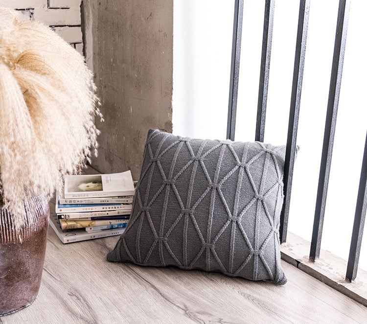 Rope Knot Geometric Cushion | Boho Nordic Style, cushions & inserts, detail view, embracing wabi-sabi natural imperfection
