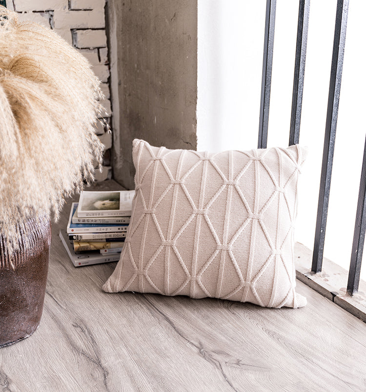 Rope Knot Geometric Cushion | Boho Nordic Style, cushions & inserts, front view, with calming Nordic simplicity