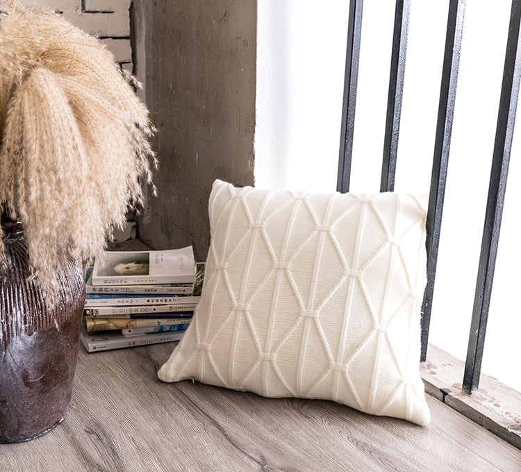 Rope Knot Geometric Cushion | Boho Nordic Style, cushions & inserts, in a styled setting, in soft neutral organic tones