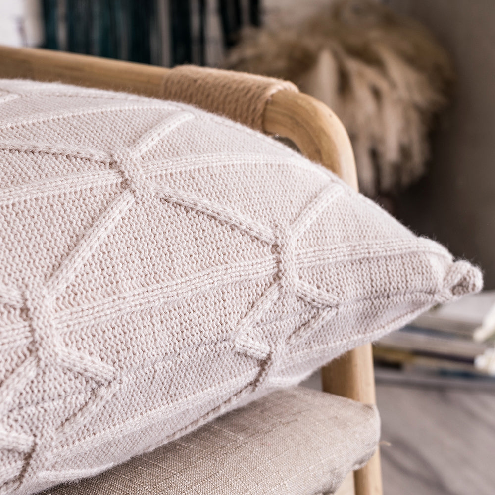 Rope Knot Geometric Cushion | Boho Nordic Style, cushions & inserts, close-up detail, crafted in a warm Japandi minimalist
