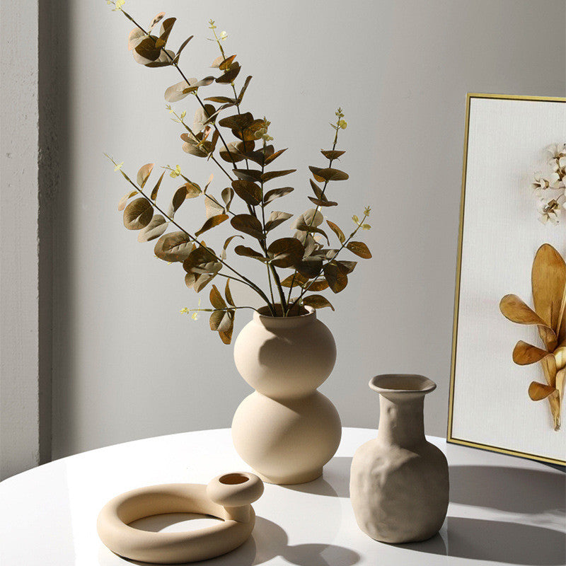 Sculptural Matte Ceramic Vase Collection | Japandi Geometric Shapes, vases & vessels, detail view, embracing wabi-sabi