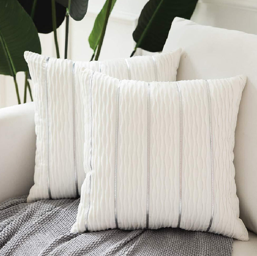 Ribbed Stripe Velvet Plush Cushion Cover | Soft & Luxe Japandi, cushions & inserts, crafted in a warm Japandi minimalist