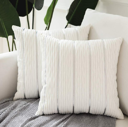 Ribbed Stripe Velvet Plush Cushion Cover | Soft & Luxe Japandi, cushions & inserts, crafted in a warm Japandi minimalist