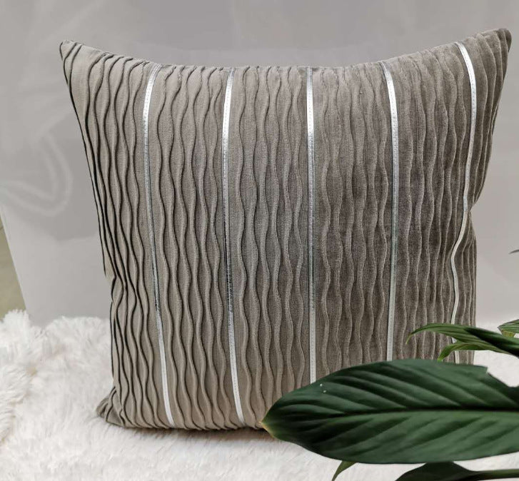 Ribbed Stripe Velvet Plush Cushion Cover | Soft & Luxe Japandi, cushions & inserts, front view, with calming Nordic