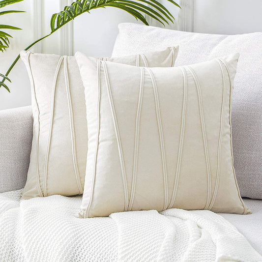 Pleated Velvet Cushion Cover | Vertical Stripe Texture | 2 Colours, cushions & inserts, crafted in a warm Japandi minimalist