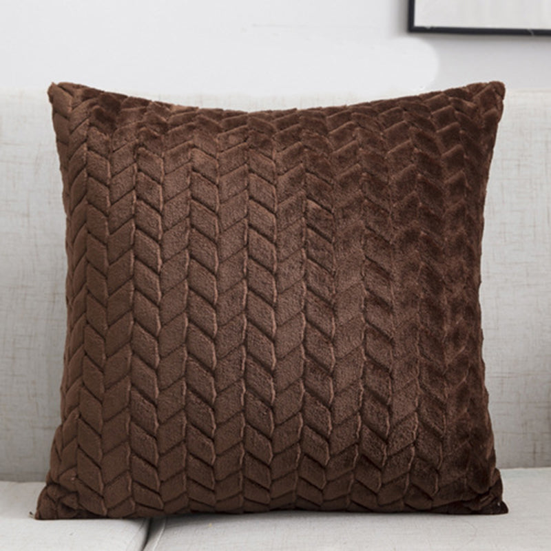 Warm Tone Flannel Plush Cushion Cover | Japandi Minimalist, cushions & inserts, front view, with calming Nordic simplicity