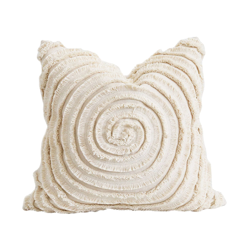 Spiral Tufted Cotton Cushion Cover | Sculptural Boho Statement Piece, cushions & inserts, front view, with calming Nordic