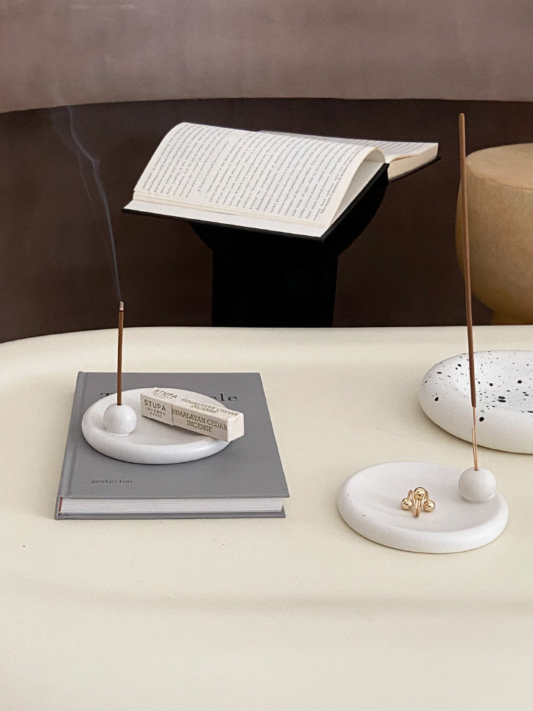 Oval Ceramic Incense Tray | Japandi Ritual Home Fragrance, incense burners, detail view, embracing wabi-sabi natural