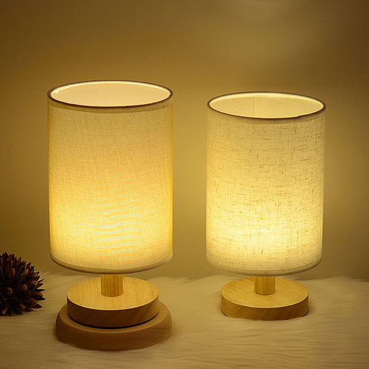 Solid Wood & Linen Fabric Table Lamp – Warm Ambient Bedside Light, night lights, crafted in a warm Japandi minimalist style