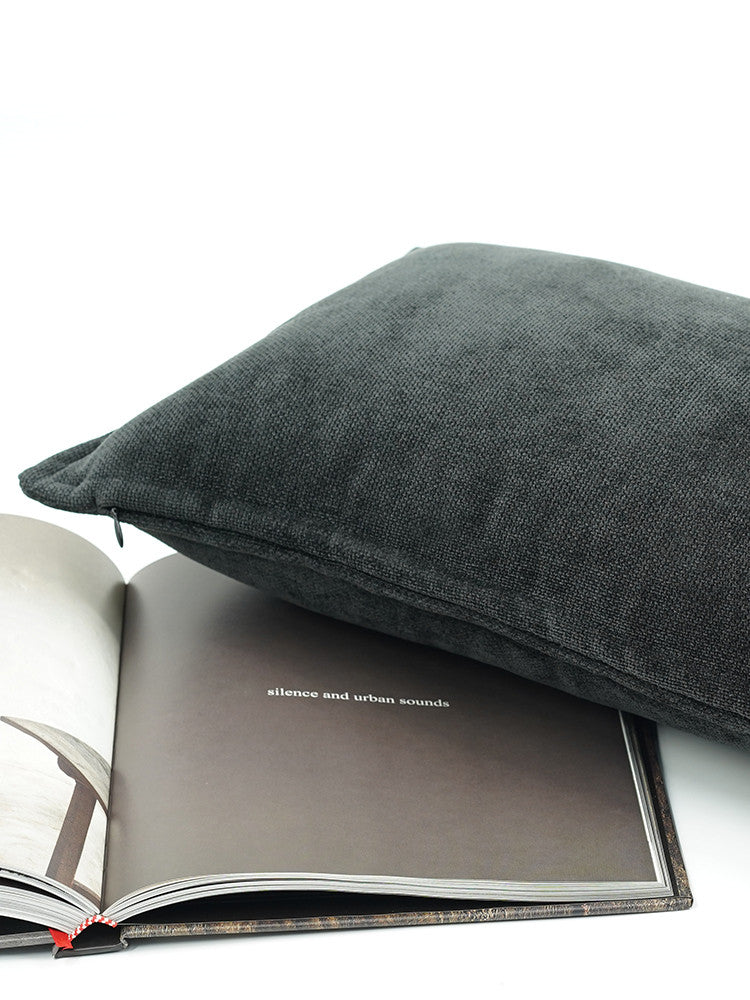 Double-Sided Wabi Black Chenille Cushion | Japandi Wabi-Sabi Style, cushions & inserts, crafted in a warm Japandi minimalist