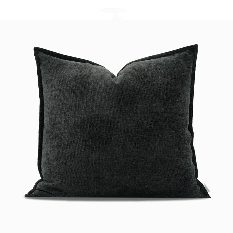 Double-Sided Wabi Black Chenille Cushion | Japandi Wabi-Sabi Style, cushions & inserts, front view, with calming Nordic