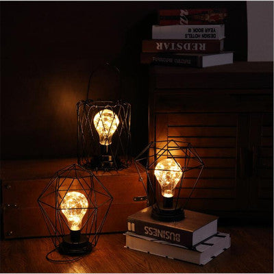 Retro Iron Hollow Table Lamp – Vintage Sculptural Accent Light, night lights, detail view, embracing wabi-sabi natural
