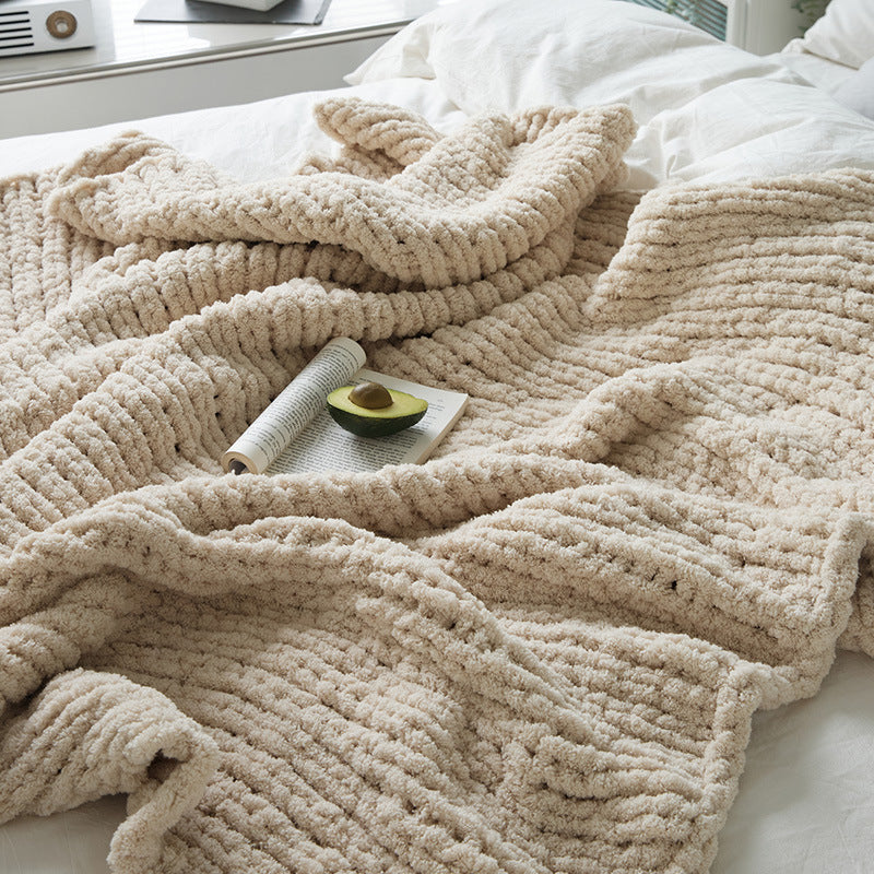 Chunky Knit Throw | Japandi Herringbone & Ribbed Sofa Blanket, blankets & throws, in a styled setting, in soft neutral