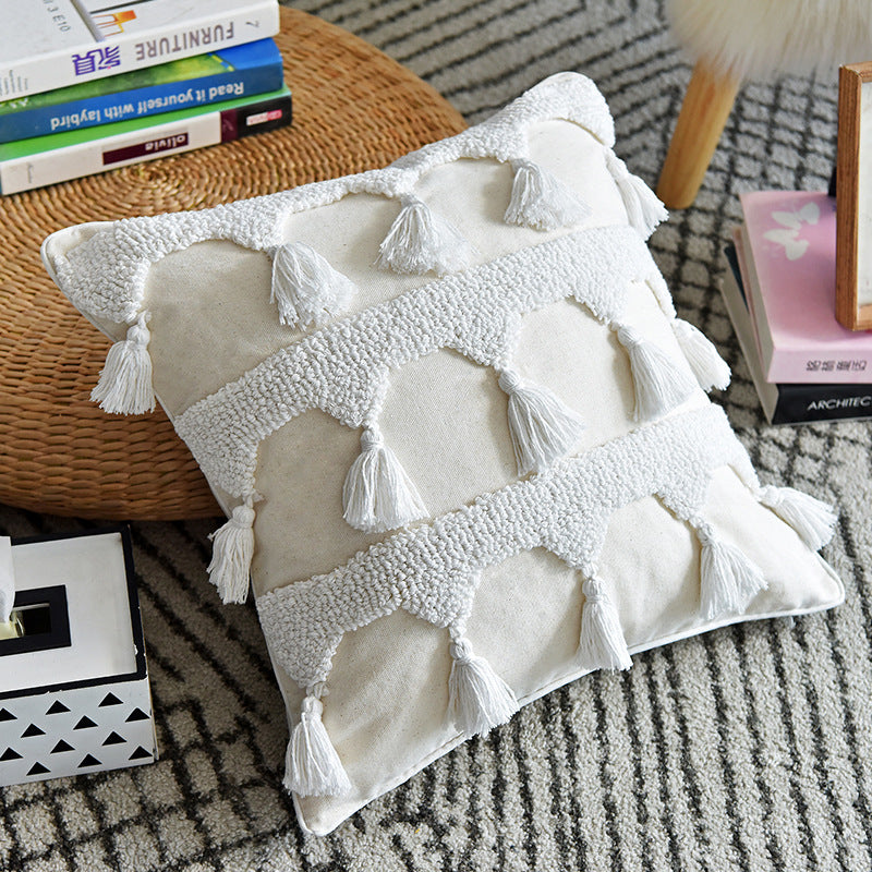 Moroccan Tufted Cushion Cover | Boho-Japandi Home Décor, cushions & inserts, alternate angle, for a serene modern home