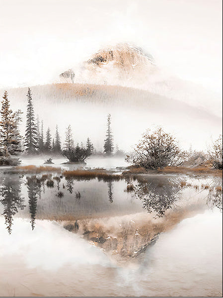 Japandi Nature Canvas Wall Art | Floral & Landscape Prints, detail view, embracing wabi-sabi natural imperfection
