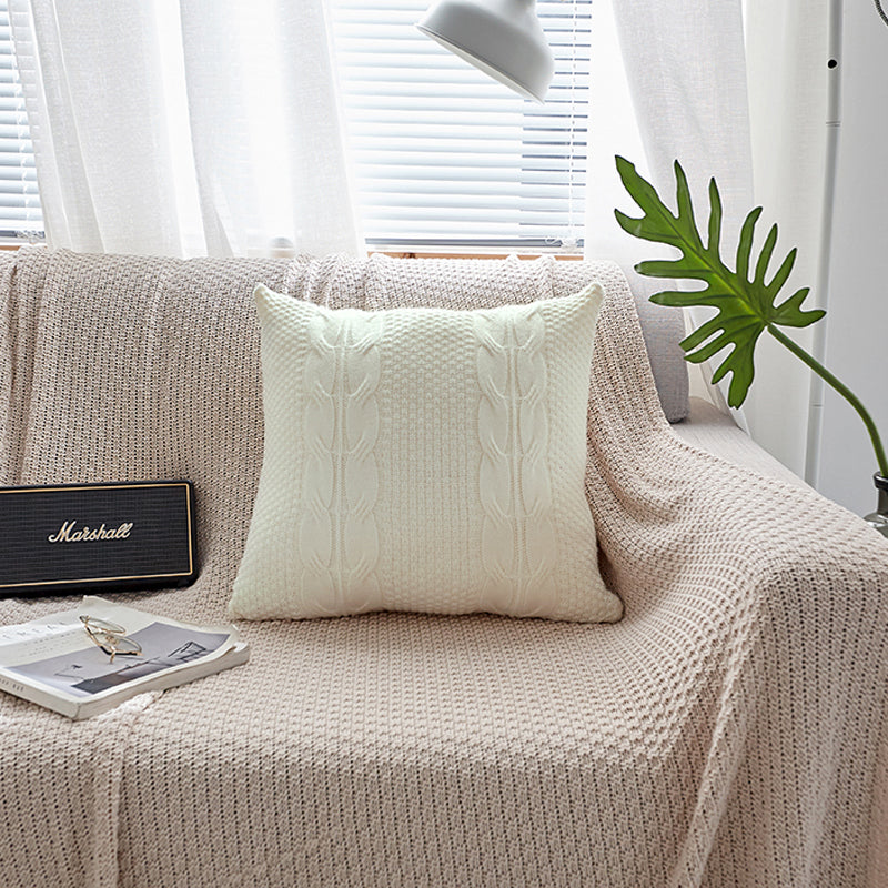Tassel Fringe Nordic Wool Knit Cushion Cover | Cosy Japandi Style, cushions & inserts, front view, with calming Nordic