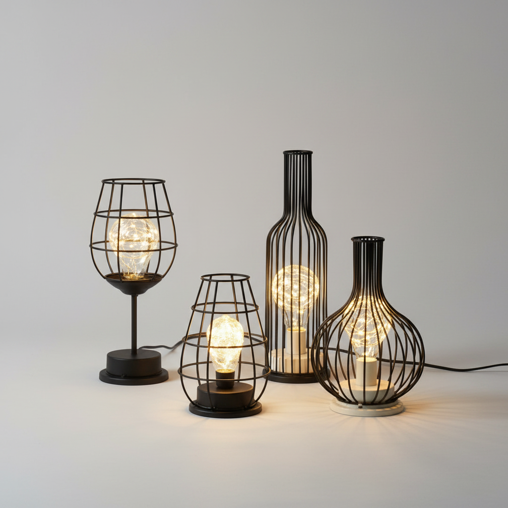 Retro Iron Hollow Table Lamp – Vintage Sculptural Accent Light, night lights, crafted in a warm Japandi minimalist style