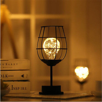 Retro Iron Hollow Table Lamp – Vintage Sculptural Accent Light, night lights, in a styled setting, in soft neutral organic