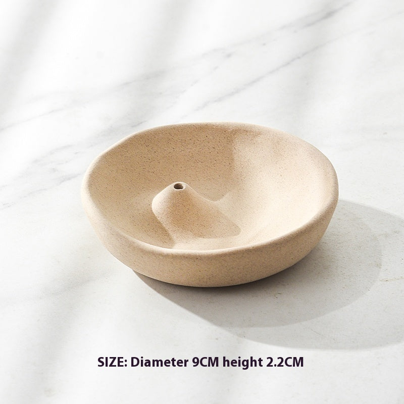 Round Ceramic Incense Bowl | Japandi Ritual Home Fragrance, incense burners, lifestyle view, blending Scandinavian and