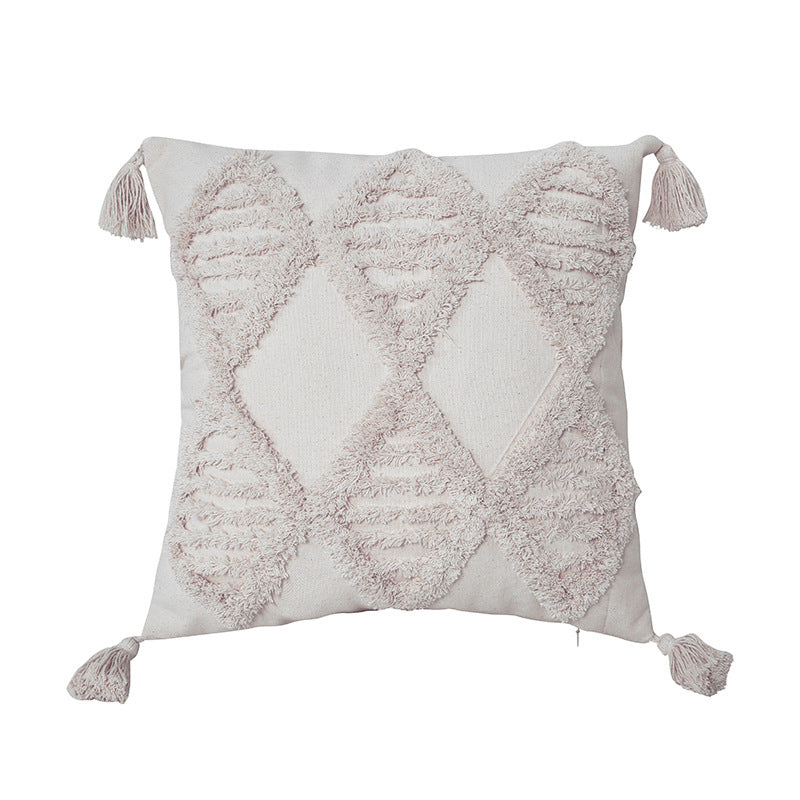 Tufted Moroccan Tassel Cushion Cover | Boho Cotton Style, cushions & inserts, front view, with calming Nordic simplicity