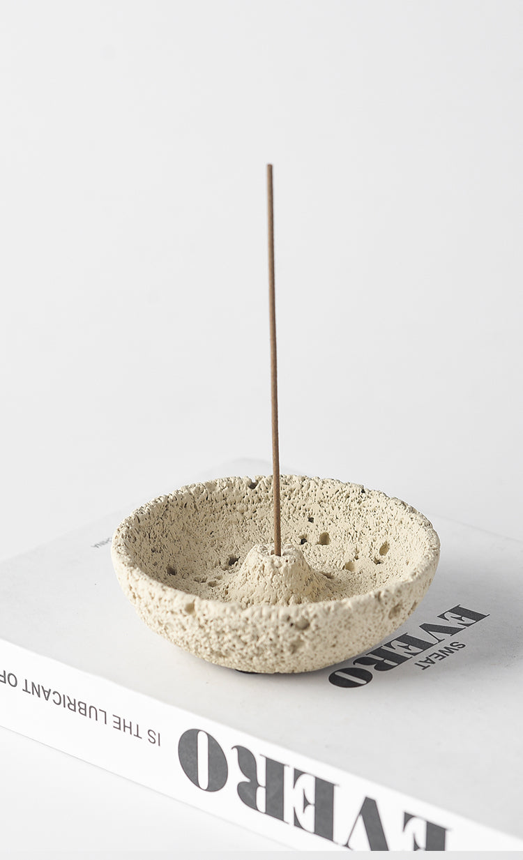 Pumice Bowl Incense Burner | Japandi Ritual Home Fragrance, incense burners, detail view, embracing wabi-sabi natural