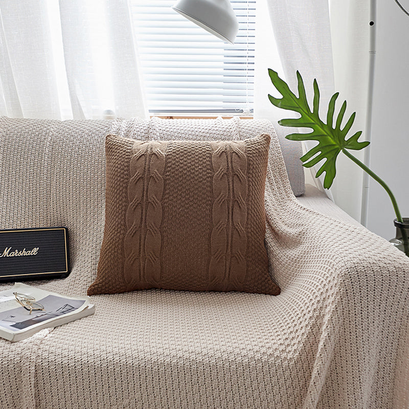 Tassel Fringe Nordic Wool Knit Cushion Cover | Cosy Japandi Style, cushions & inserts, in a styled setting, in soft neutral